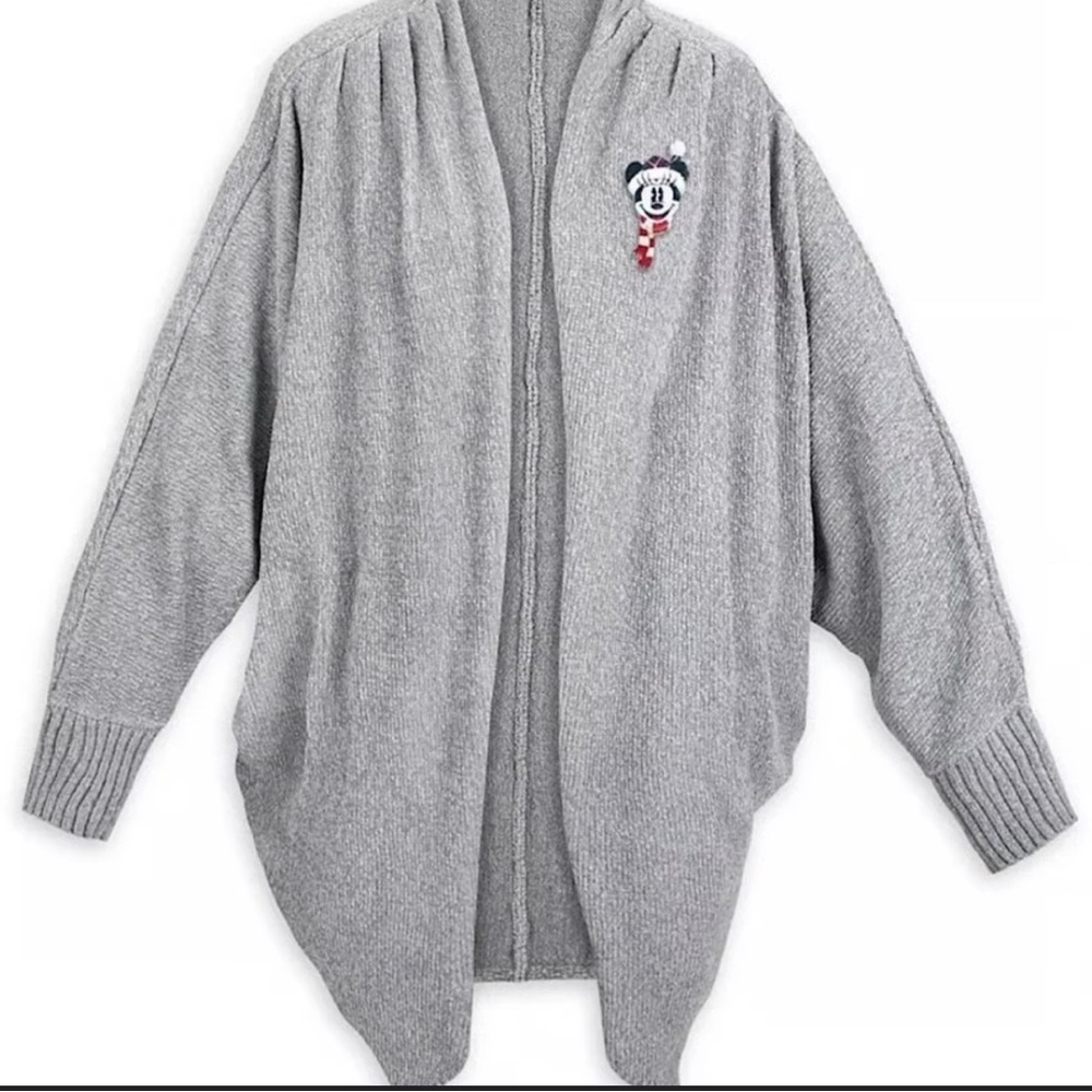Disney Cozy Gray Knit Sweater with embroidered mini